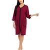 Aquarti Accappatoio da Donna con Cerniera Leggero con Maniche a 3/4, Rosso Scuro, XXL
