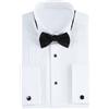 Gollnwe Camicia da abito smoking da uomo, colletto ala francese, maniche francesi con polsini metallici, camicia a ala con bottoni per cravatta e farfallino, bianco, XXL