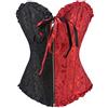 PAUSUNA Bustino da donna nero rosso burlesque basque Rouge con cerniera e lacci, Floreale Nero Rosso (Zip up), S