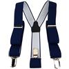 TigerTie - Bretelle unisex a Y con 3 clip molto robuste, in tinta unita, lavorazione di alta qualità, larghezza 35 mm Blu scuro Taglia unica