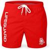 Lifeguard Italia Pantaloncino Assistente Bagnante Rosso Uomo, Costume Bagnino per Mare e Piscina in Tessuto Ripstop, Asciugatura Rapida, Senza Retina Interna (IT, Testo, L, Regular, Regular, Rosso)