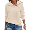 Cuptacc Felpa Donna Casual Tinta Unita Cotone Pullover Donna Elegante Mezza Zip Scollo a V Autunno Inverno Tops Albicocca, Small S 34-36