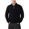 Kallspin Uomo Quarter Zip Jumper Cotone Lavorato a Maglia Leggera Pullover Regular Fit Maglione Casual(Nero, XXL
