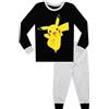 Pokémon Pigiama a Maniche Lunghe per Ragazzi Pikachu Nero 9-10 Anni
