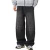 WAZHAKU Jeans neri Baggy da uomo, pantaloni termici streetwear, vestibilità larga, elasticizzati, caldi, in denim, foderati in peluche, elasticizzati, per il tempo libero, invernali, gamba dritta, in peluche