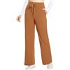 BALEAF Pantaloni della tuta da donna a gamba larga con tasche a vita alta pantaloni da yoga per le donne coulisse comodi pantaloni pigiama lounge, Marrone, XXL