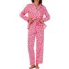 LUBOT Pigiama Donna in Cotone 100% Tessuto - Completo 2 Pezzi Manica Corta con Bottoni, Anti-Sgualcitura & Traspirante, per Notte e Casa