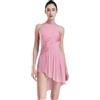 Freebily Abito da Pattinaggio Artistico Donna Strass Leotards Vestito Danza Classica Moderna Collo Halter Body da Ginnastica Costume da Ballo Latino Lirico Dancewear Rosa S