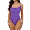 Starrylion - Costume intero in pizzo da donna, con scollo quadrato, senza maniche, con spalline sottili, top in body per donna, sexy, jumpsuit, Ultravioletto, X-Small