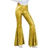 Generisch Pantaloni a zampa da donna con paillette, a vita alta, a gamba larga, con paillettes, 70 anni '80, costume da discoteca