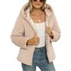 Giolshon Giacche reversibili da donna in pelliccia sintetica e lucida Piumino con cappuccio resistente all'acqua Lunghezza media