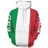 HZCRAES Unisex Felpe con Cappuccio 3D Stampa Bandiera Italiana Uomo Donna Maniche Lunghe Hoodies Pullover Rosso e Verde Casual Streetwear con Tasca per Abiti Autunno Inverno