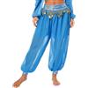YiZYiF Donna Pantaloni di Danza del Ventre India Araba Chiffon Paillettes Pantaloni Harem Lunghi Pantalone Tribale Bloomer Yoga Pilates Dancewear Cielo Blu Taglia Unica