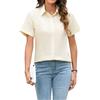 Stamain Camicetta da Donna Maniche Corte Estiva Eleganti Beige Camicia Donna Leggera Casual Blusa con Botton, 2XL
