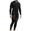 Snocks Biancheria Intima Termica Uomo - Maglia Manica Lunga e Calzamaglia Termica Uomo Invernale - Biancheria Intima Funzionale Sportiva - Nero - L