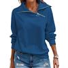 Cuptacc Felpa Donna con Zip High Neck Maniche Lunghe Felpe Pullover Autunno Casual Mezza Zip Maglietta Blu Donna Blu, XX-Large XXL 50