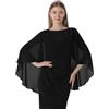 GIBZ Scialle Coprispalle Donna, Elegante Chiffon Stola Mantellina Estivo, Sciarpe Poncho per Sposa Matrimonio Cerimonia Festa, Nero