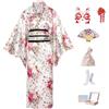 KRUIHAN Completo Yukata Kimono Donna Giapponese in Raso Setoso, 8 Pezzi in Scatola Regalo - Costume Geisha Elegante Motivo Pavone o Sakura, Abito Cosplay Anime per Carnevale, Feste, Festival, Fotografia