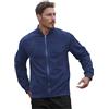 Rrongwn Giacca bomber da uomo in finta pelle scamosciata, casual, vintage, leggera, in camoscio, slim fit, streetwear, autunno, transizione, casual, colletto alto, Blu scuro, L