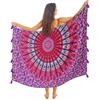 Mandala Life ART Paro/Sarong/Copricostume Boho Mandala con Nappe - Cotone Super Morbido e Leggero, Stampa Pavone Indiano Grande, Viola Ametista mistica