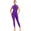 Aislor Donna Ginnastica Leotards Body Danza Claasica Paillettes Tuta Intera da Pattinaggio Artistico Senza Manica Tutina Completo da Balletto Ballo Latino Viola M