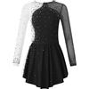 iEFiEL Vestito da Pattinaggio Artistico Bambina Ragazza Paillettes Abito da Ginnastica Vestito da Balletto in Tulle Abito da Competizione Ballo Ballerina 5-16 Anni A Nero 13-14 Anni