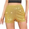 SamHeng Pantaloncini con paillettes da donna, pantaloni corti lucidi vita alta elastici e gamba dritta, pantaloncini sexy con glitter scintillanti per feste e concerti, pantaloni corti casual larghi trapezio