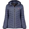 Geographical Norway CARLITI HOOD Donna - Piumino invernale spesso con cappuccio - Giacca calda impermeabile, giacca trapuntata stile urbano e comfort grande freddo, Marina, S