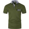 KUNJLELP Polo da Uomo con Tasca T Shirt Manica Corta M-3XL Chic Colletto a Quadri Maglietta Uniformi,A-Verde Militare,XXL