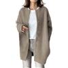 IQYU Cardigan in lana da donna: trench da donna, lungo, elegante cappotto di lana con bottoni, giacca a maniche lunghe, giacca invernale in lana cashmere, giacca invernale cardigan da donna