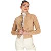D'Arienzo Bomber in Pelle Scamosciata Colore Beige Donna Giubbotto con tasconi Vera Pelle Faty