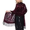 Whltzf Scialle da donna in stile etico con nappe lunghe avvolgere la spalla confortevole sciarpa formale per matrimoni e feste serali sciarpa in morbido velluto