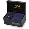 Massi Morino Cravatta con Fazzoletto da Taschino Set Uomo incl. Gemelli, Fermacravatta e Confezione Regalo - Set Cravatta Uomo per Matrimonio