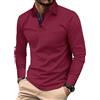 Comilaka Uomo Polo Casual Manica Lunga Poloshirt Top Golf Maglietta Cotone Colori a Contrasto Autunno Inverno Classico