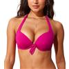 DOBREVA Donna Bikini Push Up Superiore Reggiseno con Ferretto Capestro Halfter Self Tie Sexy Monokini Granita Rosa 5B