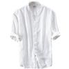 Icegrey Camicia Uomo Camicie di Lino a Maniche Corte con V Collo Estive Camicia Bianco 56