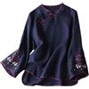 Generic Camicia a tunica da donna ricamata in garza bohémien, vestibilità ampia, camicette floreali estive indiane con volant top per donne anziane pizzo occidentale boho contadino fluente da donna lino alla