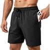 HEOAARG Costumi da Bagno Uomo Leggeri Pantaloncini da Bagno Asciugatura Rapida Costume Uomo Mare Traspirante Bermuda Shorts con Tasche con Cerniera E Coulisse Elastiche，Nero，XXL