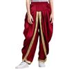 Kaerm Ragazzi Ragazze Pantaloni Dhoti Indiano in Raso Pantaloni Larghi Tradizionali per Feste Carnevale Halloween Pantalone da Danza Moderna Ballo Latino Dancewear Borgogna 11-12 Anni