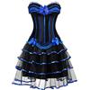 RUMAOZIA Corsetto Abito da Donna Burlesque Corsage con Tutù Gonna in Tulle Gotico a Righe Corsetto Outfit Donna Corset Dress Corsetto a Righe Pizzo Gotico Jacquard Corsetto Outfit, O blu., M