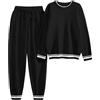 Niwicee Pigiama Donna Invernale Pile Pigiami Caldo Felpato Abbigliamento da Notte per la Casa Pigiami Due Pezzi Felpa a Maniche Lunghe e Pantaloni con Tasche (Nero, XXL)