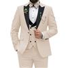 Leader of the Beauty Costume da uomo a 3 pezzi, vestibilità aderente, giacca, gilet e pantaloni con cravatta, beige, M