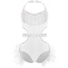 MSemis Balletto Body Danza Classica Moderna con Nappe Strass Abito da Ballo Latino Tango con Piume Tank Leotard Abito da Pattinaggio Artistico Costume Danza Samba Salsa Avorio 15-16 anni