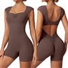 Vhersily Tuta da Allenamento da Donna - V Back Scrunch Butt Jumpsuit Senza Manica One Piece Senza Schiena Sexy Playsuit Aderente Push Up Tutina Elastica Romper Bodysuit