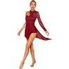Freebily Donna Vestito da Danza Classica Lirica Monospalla in Pizzo Balletto Leotard Body da Ginnastica Abito da Ballo Contemporaneo Latino Costume da Danza Moderna Tango