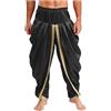 YEAHDOR Costume da Uomo Arabo Oriente Sultano Sceicco Olio Principe Pantaoni Lunghi in Raso Pantaloni alla Zuava Indiano Harem Pants Nero L