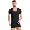 FINN Maglia Contenitiva Uomo Scollo a V - Canotta Snellente Manica Corta | Comprime pancia e fianchi e la camicia cade dritta. Cotone ed elastan, otto taglie dalla S alla 8XL