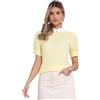 Allegra K Donna Top Camicetta Casual Maniche Corte Sbuffo Colletto Peter Pan