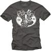 MAKAYA Panhead - Moto Maglietta T-Shirt Biker Accessori Uomo Grigio XL