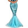 Mufeng Costume da Principessa Sirena per Donna Gonna a Coda di Sirena con Paillettes Maxi Gonna per Carnevale Halloween Costume di Danza del Ventre Blu XXL